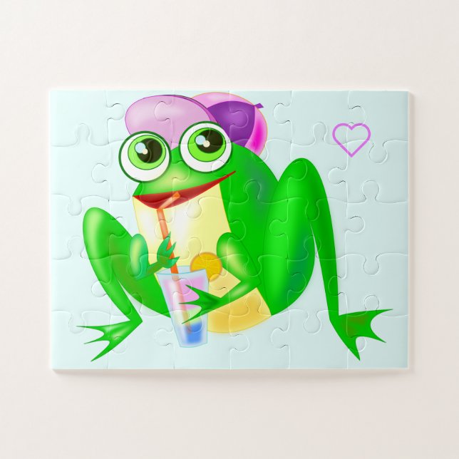 Joyeux Puzzle de grenouille de fête - Peinture (Horizontal)
