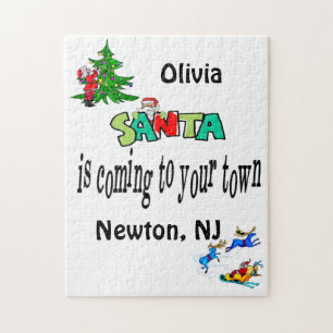 Joyeux puzzle de Noël Père Noël arrive à la ville