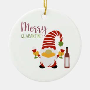 Joyeux Quarantine Noël Gnome Ornement en céramique