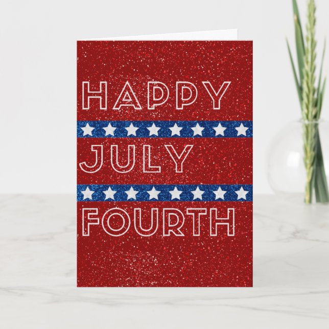 Joyeux Quatre Juillet Carte Pailletée (Devant)