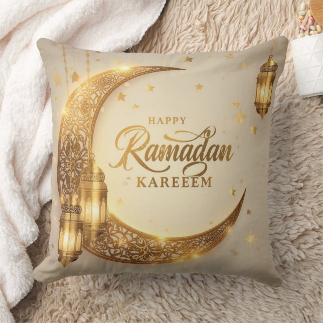 Joyeux Ramadan Kareem Oreiller Lune Dorée (Couverture)