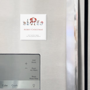 Joyeux Red Christmas Père Noël Snowman Magnet