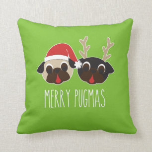 Joyeux renne de coussin de Noël de Pugmas et