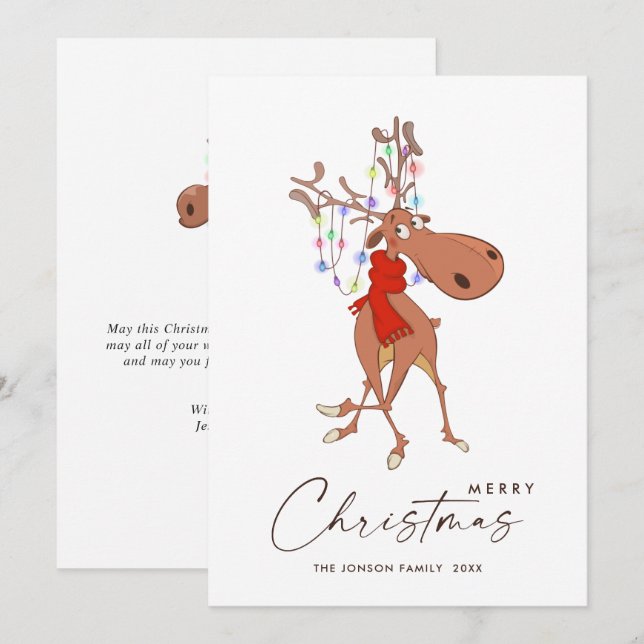 Joyeux Renne Joyeux Noël Carte de Vœux (Devant / Derrière)