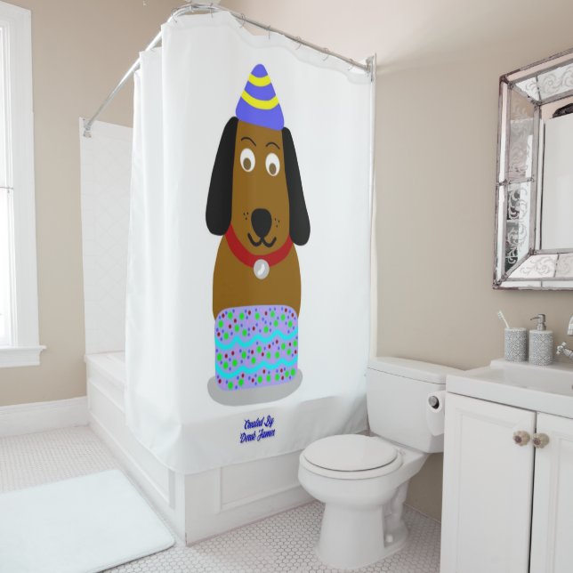 Joyeux rideau de douche à la pompe d'anniversaire (En situation)