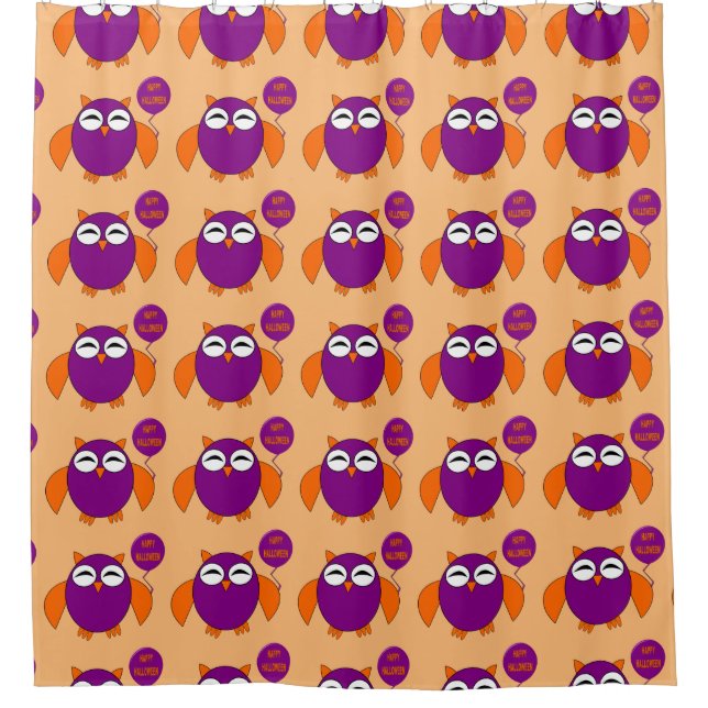Joyeux rideau de douche de hibou de fête Halloween (Devant)