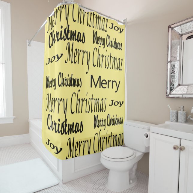 Joyeux rideau de douche de Noël (En situation)