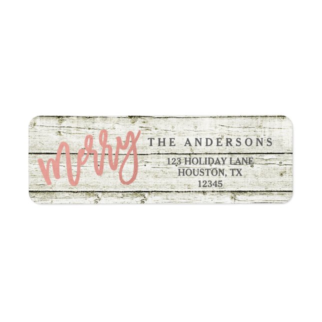 Joyeux Rose Gold Rustic Glam Wood Étiquettes de va (Devant)