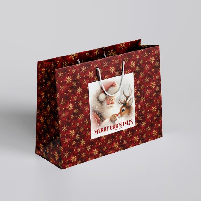 Joyeux Sac de Noël Classique Père Noël Rudolph (Merry Classic Santa Claus Rudolph Christmas Bag)