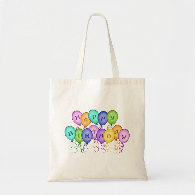 Joyeux sac en toile Balloons d'anniversaire (Devant)