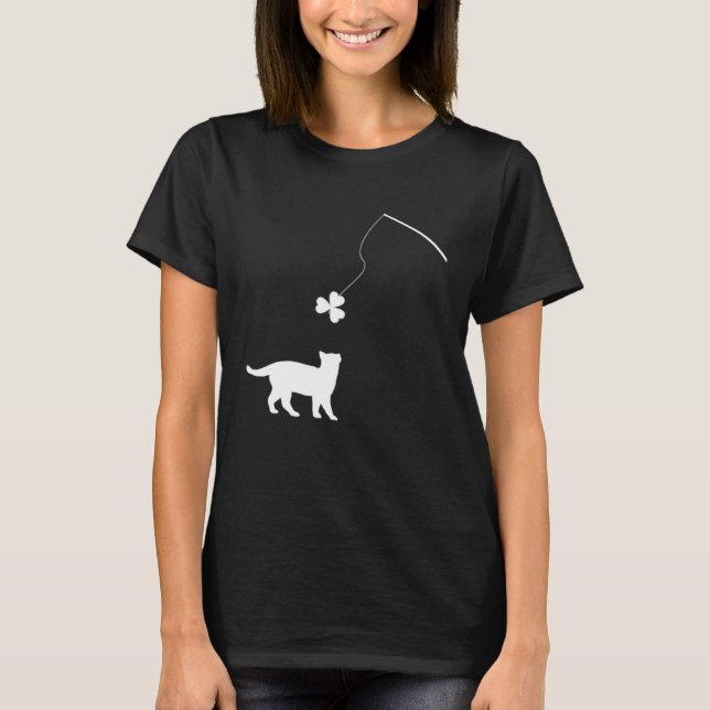 Joyeux Saint Patrick Jour du Trèfle Chat T-Shirt S (Devant)