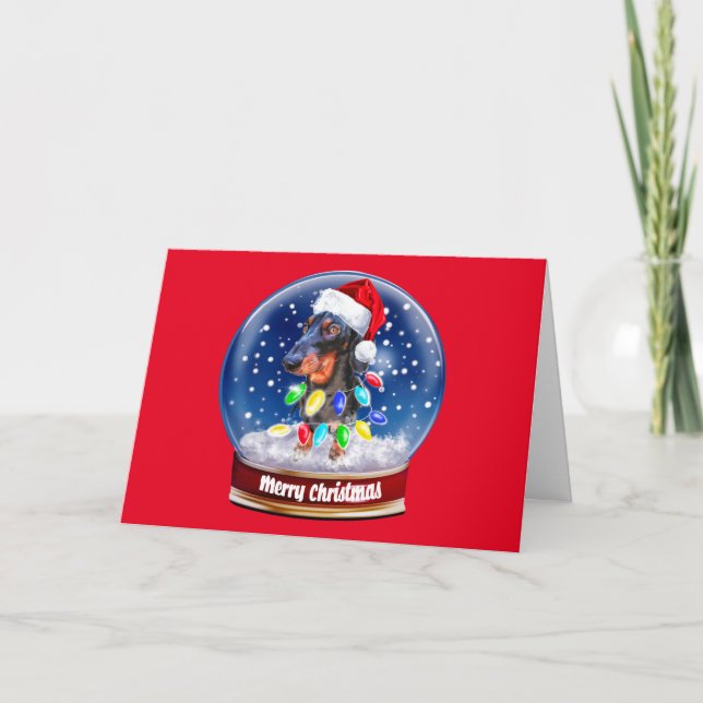 Joyeux Saucisse chien de Noël Carte de vacances (Devant)