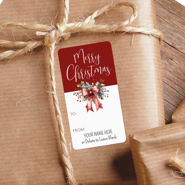 Joyeux script de Noël Bow rouge à/de étiquette cad (Créateur téléchargé)