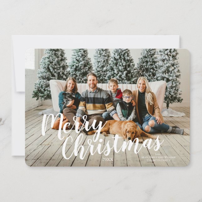 Joyeux script de Noël Carte des arbres personnalis (Devant)