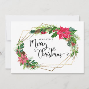 Joyeux Script de Noël Floral avec cadre doré
