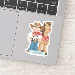  Joyeux sentiers Cowboy Horse Die Cut Sticker Deck