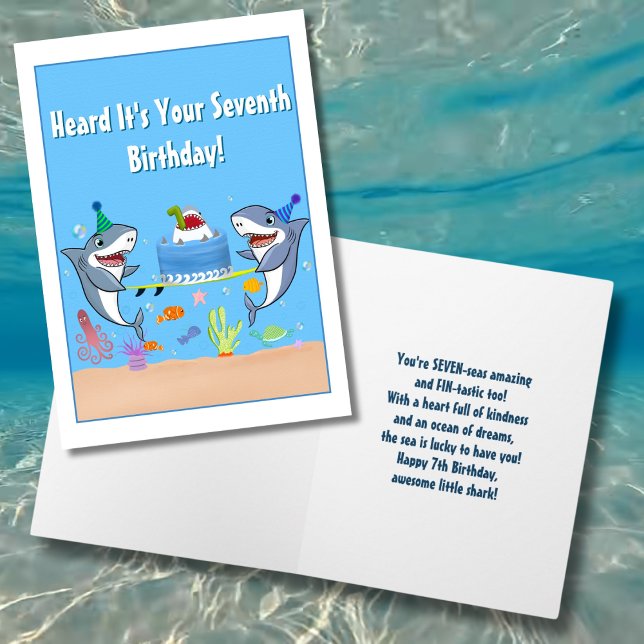 Joyeux septième anniversaire Requins avec carte de (Créateur téléchargé)