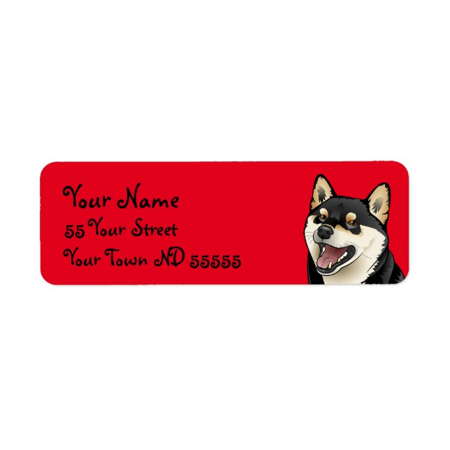 Joyeux Shiba Inu Chien Étiquettes de adresse japon (Devant)