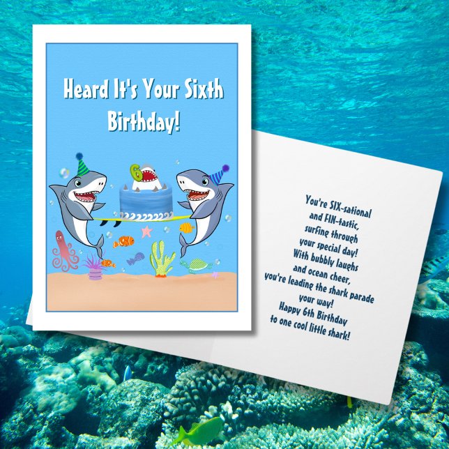Joyeux sixième anniversaire Requins avec carte de  (Créateur téléchargé)
