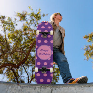 Joyeux Skateboard d'anniversaire (violet et rose)