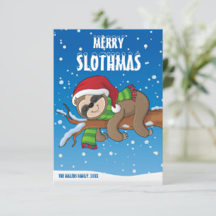Joyeux Sloth Noël, Carte de Noël de Paresseux,