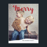 Joyeux Snowfall Collection Photo Carte postale Rou<br><div class="desc">Envoyez à vos proches une carte postale moderne de vacances cette année.</div>