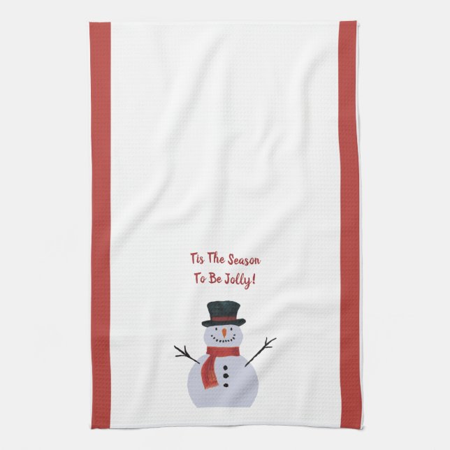 Joyeux Snowman Sur Les Serviettes De Cuisine (Vertical)