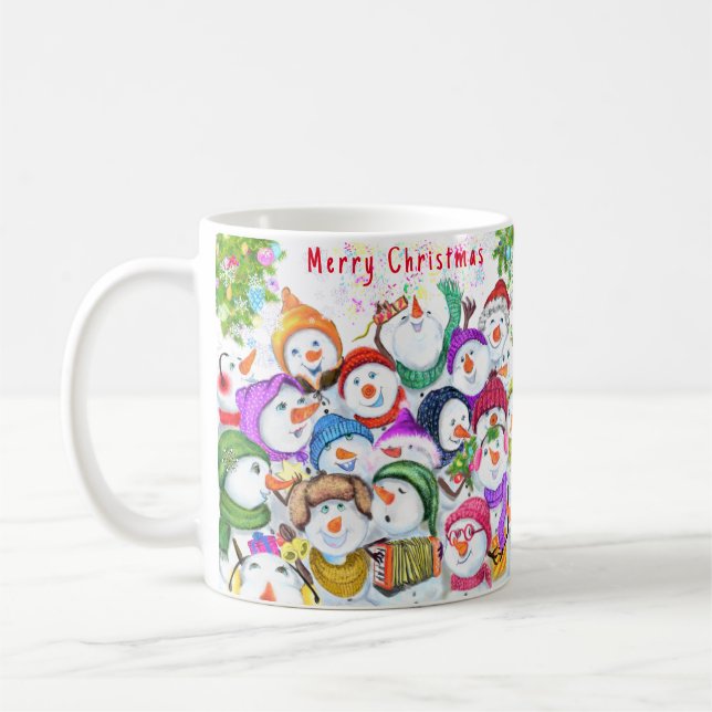 Joyeux Snowmans Christmas Coffee Mug (Gauche)