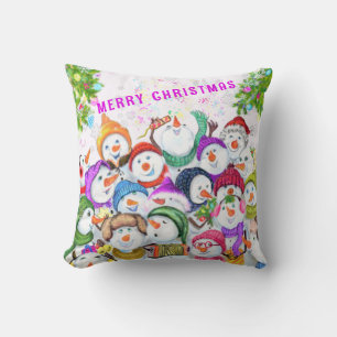 Joyeux Snowmans Coussin de Noël