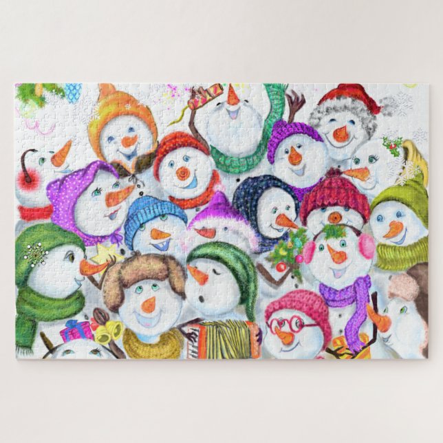 Joyeux Snowmans Joyeux Noël Puzzle cadeau (Horizontal)