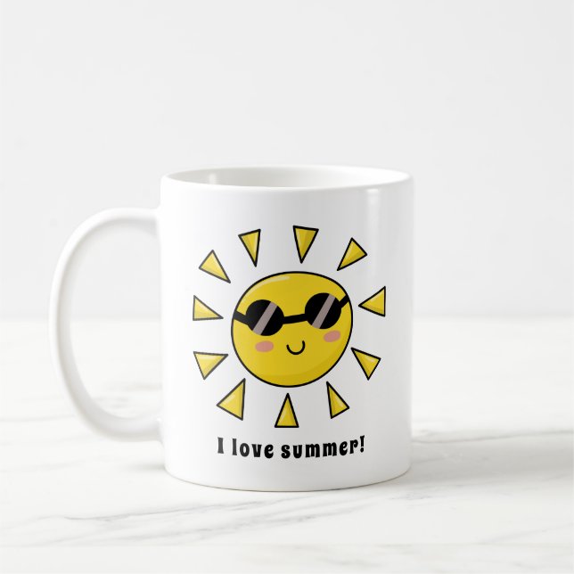 Joyeux soleil avec lunettes de soleil Mug personna (Gauche)