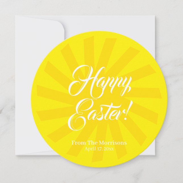 Joyeux soleil de Pâques jaune coutume joyeux carte (Devant)