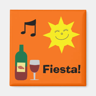 Joyeux soleil, musique et vin Orange Fiesta aimant