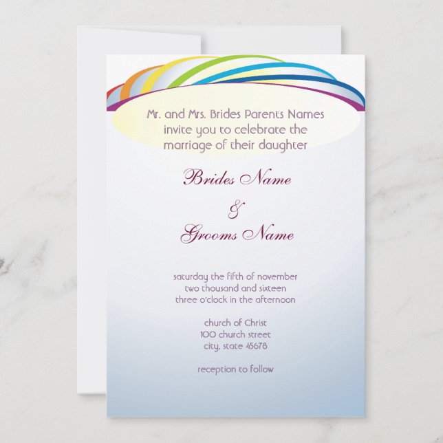 Joyeux sous le Faire-part de mariage arc-en-ciel (Devant)