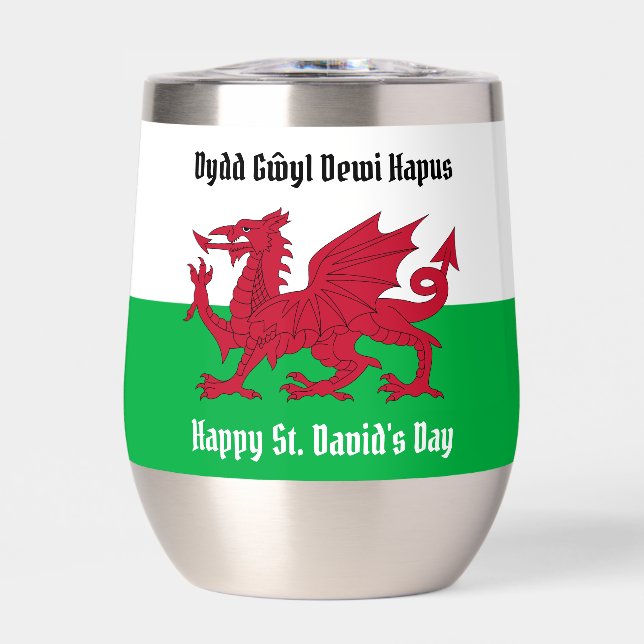 Joyeux St. David's Day Red Dragon Gallois Drapeau (Avant)