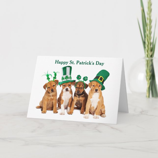 Joyeux St. Patrick Chiens Carte de Vacances Pliée (Devant)
