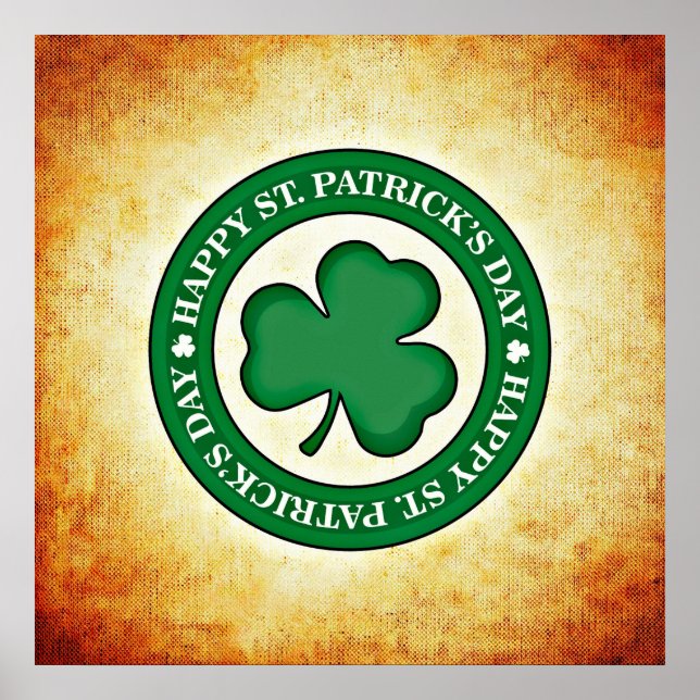 Joyeux St. Patrick's Day Affiche Carrée au Trèfle (Devant)