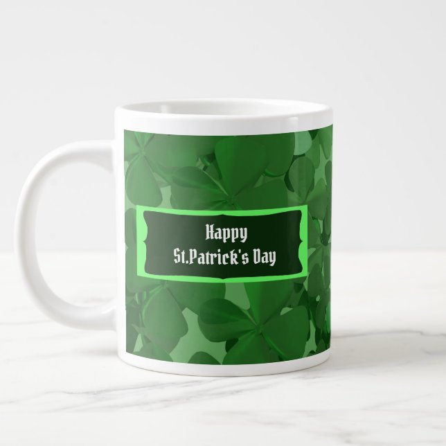 Joyeux St.Patrick's Day Géant Café Mug (Gauche)