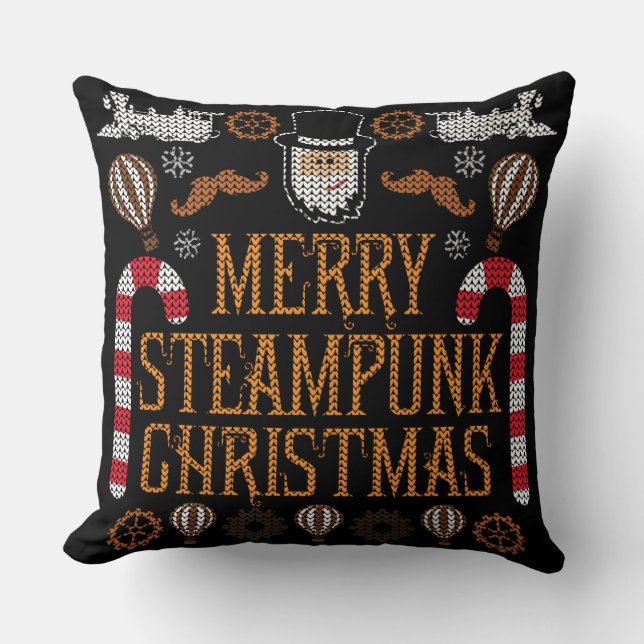 Joyeux Steampunk Noël Vilain Coussin (Recto)
