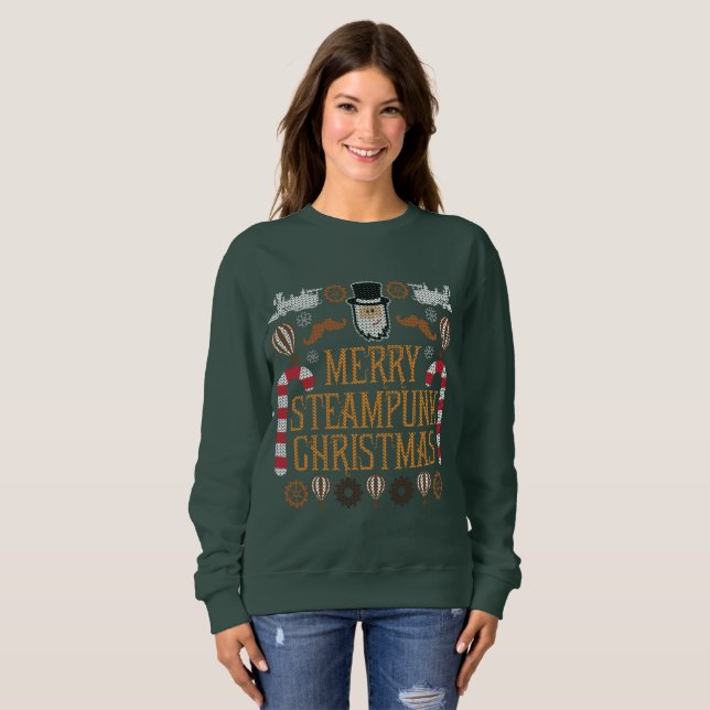 Joyeux Steampunk Noël Vilain Sweatshirt (Devant entier)