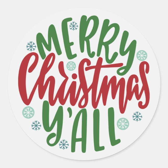 Joyeux Sticker à enveloppes Y'all de Noël (Devant)
