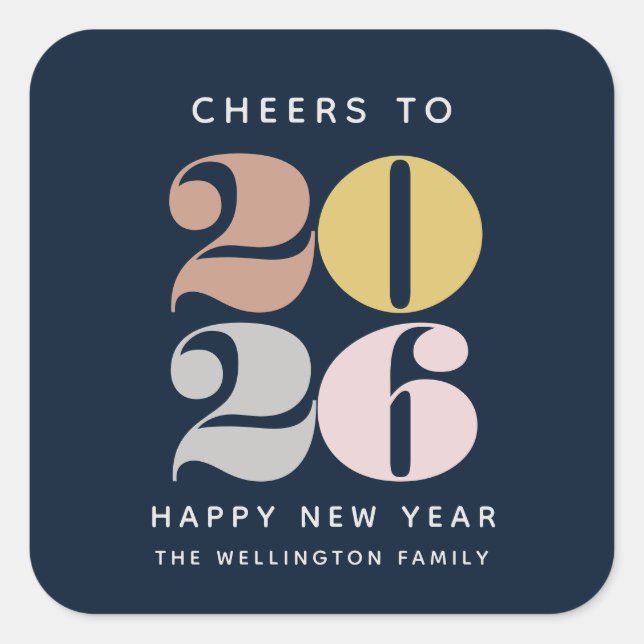 Joyeux Sticker Bleu Cheer du Nouvel An (Devant)