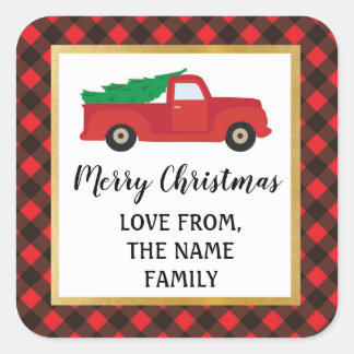 Joyeux Sticker de Noël Étiquettes Camion Rouge Pla