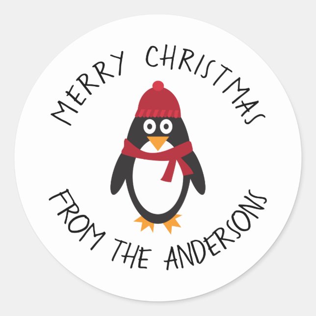 Joyeux Sticker en pingouin de Noël pour les fêtes (Devant)