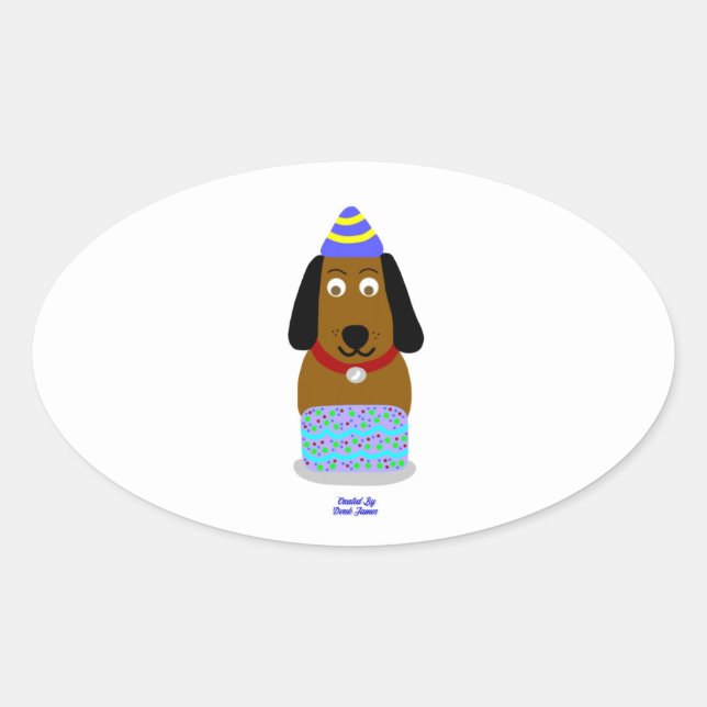 Joyeux Sticker ovale de la Coupe d'anniversaire (Devant)