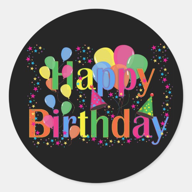 Joyeux Stickers Anniversaire Ballons colorés (Devant)