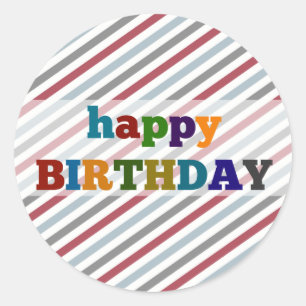 Joyeux Stickers Anniversaire Stripes colorées