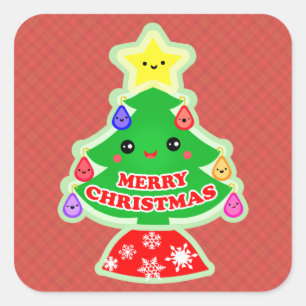 Joyeux Stickers Cadeaux Kawaii Christmas Tree