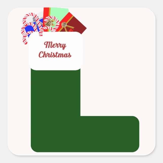 Joyeux Stickers Carrés de Noël (Devant)