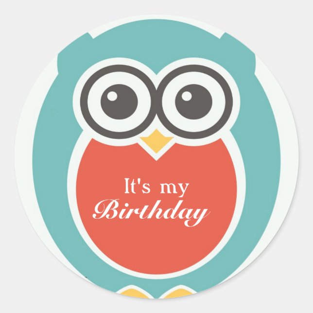 Joyeux Stickers d'anniversaire mignonne baby Owl C (Devant)
